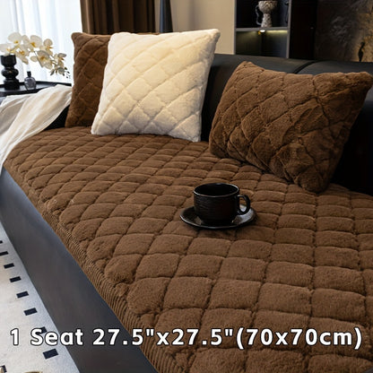 Sofa Cover Faux Rabbit Fur Plush Couch Slipcover - Thick Soft Non-Slip Pet Friendly Machine Washable Sofa Cushion Cover for Living Room Bedroom Office