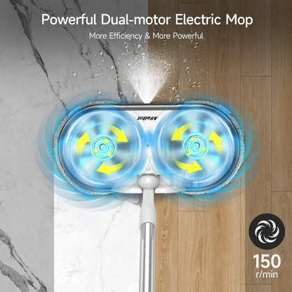 Cordless Electric Spin Mop with LED Headlight & Sprayer, 50-Min Runtime 6oz Water Tank, Lightweight Floor Scrubber for Hardwood Tile Laminate Floors