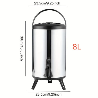 Stainless Steel Beverage Dispenser with Spigot Insulated Drink Bucket for Hot Cold Coffee Tea Juice Water Party Catering Drink Container 6L