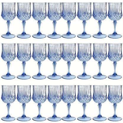 Plastic Wine Glasses 24 Pack – Colorful Shatterproof Goblets for Parties, Weddings & Events – Reusable Vintage-Style Stemmed Cups – Lightweight Bulk Drinkware in Pink, Gold, Blue, Rose Gold & Green