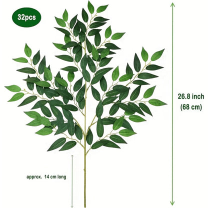 Artificial Italian Ruscus Greenery Stems 27.6" – Faux Green Leaf Spray for Wedding Arch, Bouquet Filler, Table Centerpiece & Home Decor | Realistic Thick Foliage | 16, 24 or 32 Stems