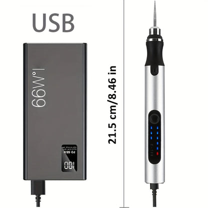 Mini Rotary Tool Kit - Wireless USB Rechargeable Micro Drill Carving Pen for Cutting, Carving, Drilling, Polishing & Buffing (58/74/83 Pcs)