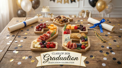 2026 Graduation Decorations Table Centerpiece Set – Charcuterie Board with Number 26 & Graduation Cap, Serving Trays for Preschool, High School & College Grad Party Supplies