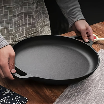 Cast Iron Skillet Non-Stick Pan for Pizza BBQ Pancakes - Heavy Duty Pre-Seasoned Cast Iron Pan Compatible with Gas Electric Induction Stovetops Oven Campfire - Home Kitchen Outdoor Cooking