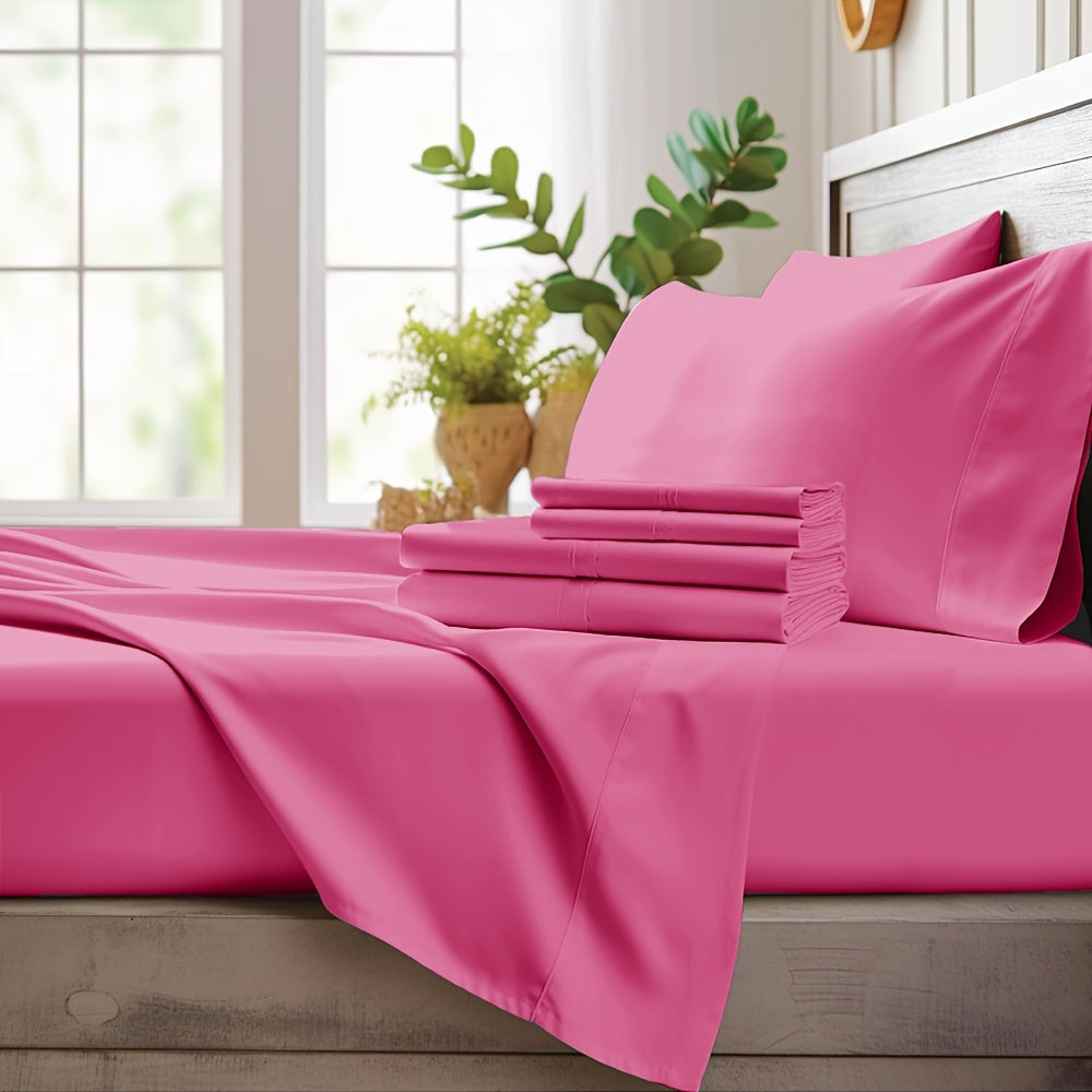 Bamboo Cooling Sheet Set 4pcs – Deep Pocket Fitted Sheet Flat Sheet Pillowcases for Hot Sleepers Twin Full Queen King