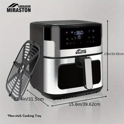 8.5QT Digital Air Fryer 8-in-1 with Touchscreen Display & 8 Presets, 1500W Air Fry, Bake, Roast & Broil, Stainless Steel Basket, Large Capacity Family Air Fryer, 120V, Black