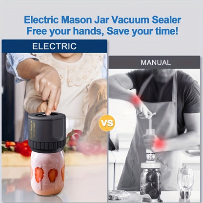 Electric Mason Jar Vacuum Sealer Kit with Sealing Lids Wide Mouth Regular Mouth Compatible Automatic Food Preservation Vacuum Sealing System