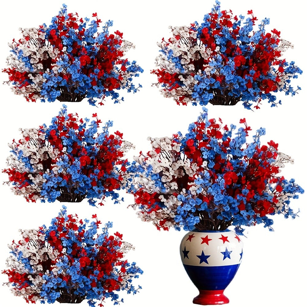 Artificial Baby's Breath Flowers 9pcs – Red White Blue Gypsophila Fake Flowers for Independence Day, Patriotic Party, Home Decor, Tabletop & Seasonal Holiday Floral Arrangements