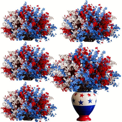Artificial Baby's Breath Flowers 9pcs – Red White Blue Gypsophila Fake Flowers for Independence Day, Patriotic Party, Home Decor, Tabletop & Seasonal Holiday Floral Arrangements