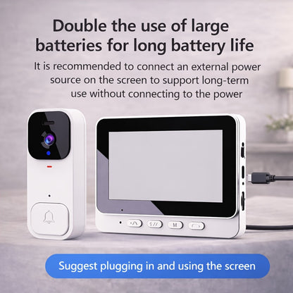 Smart Video Doorbell Wireless Touchscreen Display | Motion Detection 2-Way Audio Local Storage No Subscription | Easy No-Wire Install Home Security Doorbell Camera System
