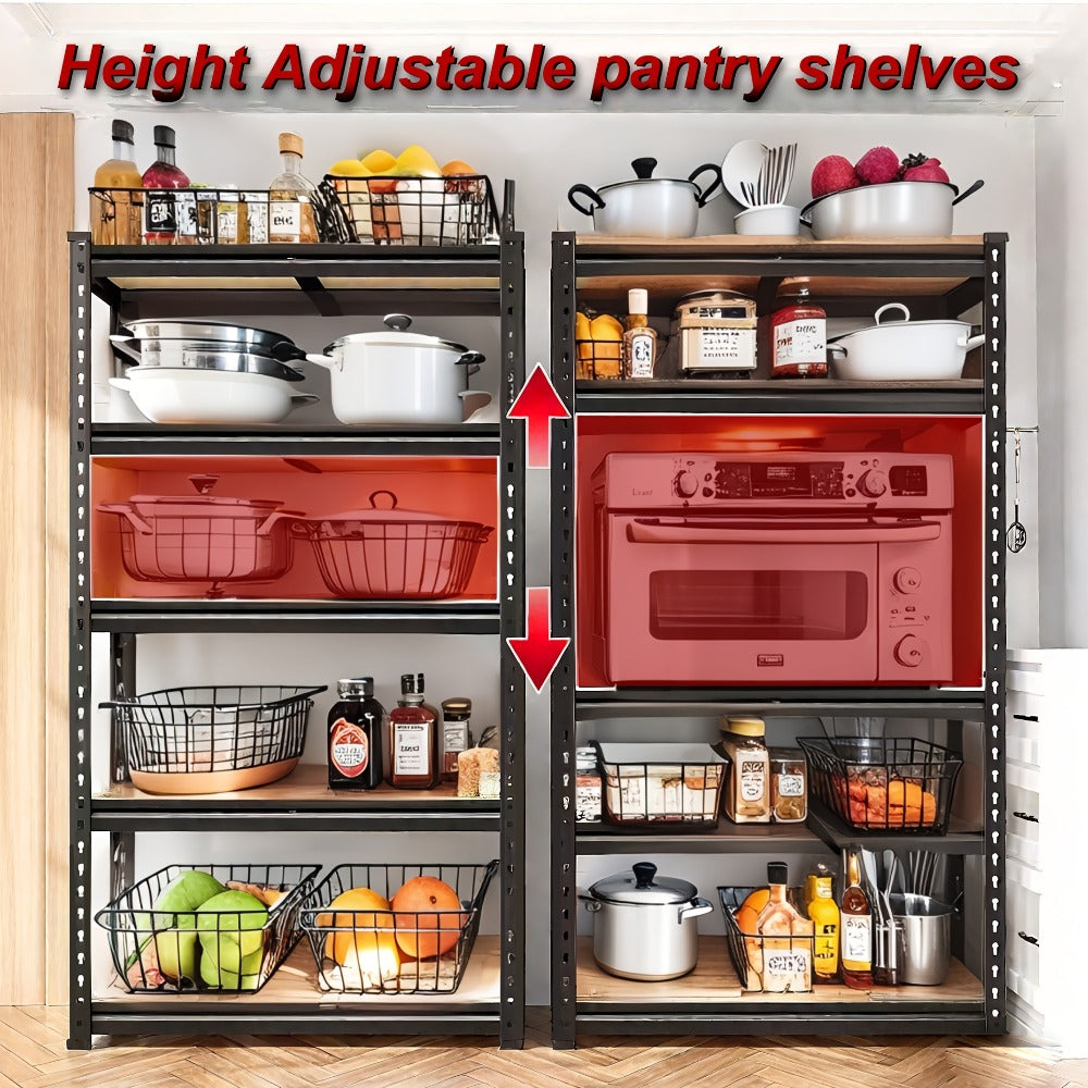Heavy Duty Shelving Unit 5-Tier Metal Storage Shelves 2000 LBS Capacity, 60"H x 28"W x 12"D Adjustable Steel Rack for Garage, Closet, Pantry & Basement Organization, Easy Assembly Utility Shelf