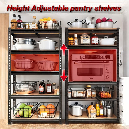 Heavy Duty Shelving Unit 5-Tier Metal Storage Shelves 2000 LBS Capacity, 60"H x 28"W x 12"D Adjustable Steel Rack for Garage, Closet, Pantry & Basement Organization, Easy Assembly Utility Shelf
