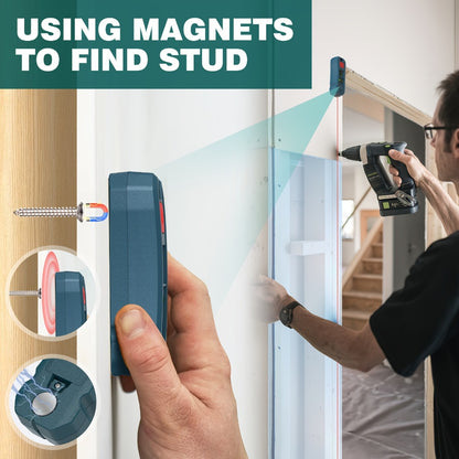 Magnetic Stud Finder with Laser Level – High Brightness Laser Marker, Horizontal & Vertical Bubble Level, Wall Detector for Drywall & Wood, Nail Locator for Hanging Pictures & Home Renovation