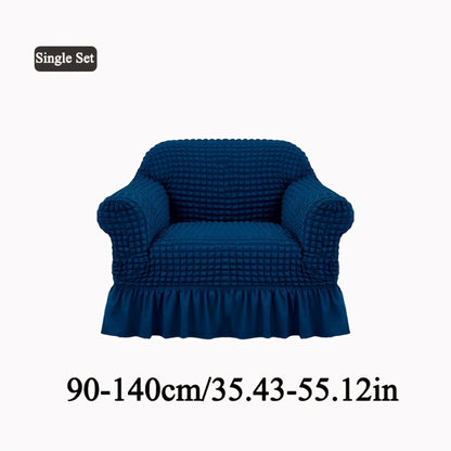 Seersucker Sofa Slipcover Elastic Band Closure Pet-Friendly All-Purpose Sofa Cover for Living Room Home Decor Protection — Single 2 4 Seater Multiple Colors