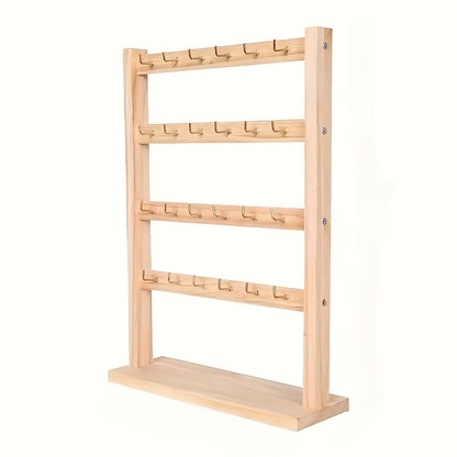 Jewelry Display Stand Multi-Layer Wooden Earring Holder Rack with Hooks Desktop Organizer for Earrings Bracelets Necklaces Keychains Jewelry Tower Storage