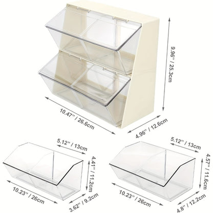Acrylic Tea Bag Organizer Box with Lid, Large Capacity 3-Compartment Transparent Storage Chest for Kitchen Countertop, Food-Safe Acrylic Holder for Tea Bags, Coffee Capsules, Milk Powder & Masks