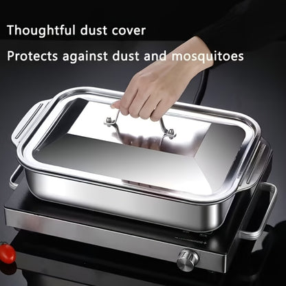 Stainless Steel Baking Sheet Pan Set with Lids, Heavy Duty Nonstick Oven Trays & Roasting Pans for Baking Bread Desserts Seafood, Thickened Rectangular Baking Pans, 4pcs / 8pcs / Extra Large Deep Dish