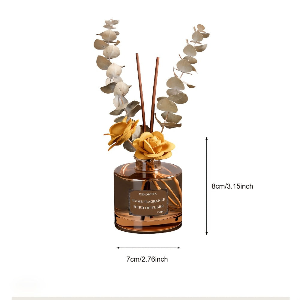 Reed Diffuser Set with Dried Flowers – Jasmine, Cedar, Sandalwood & Gardenia Scents, 120ml 90-Day Long-Lasting Home Fragrance