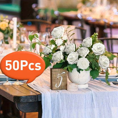White Artificial Roses with Stem 50pcs – Realistic Fake Silk Rose Flowers for Wedding Bouquets, Centerpieces, Home Decor & DIY Floral Arrangements