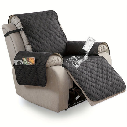 Recliner Chair Cover Waterproof Dual-Layer with Side Pockets Non-Slip Scratch Resistant Machine Washable Pet Protection 11 Colors