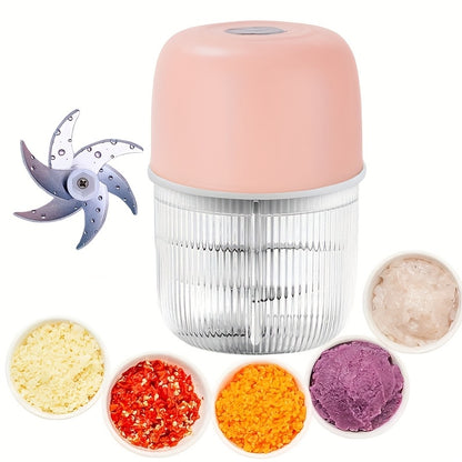 Electric Garlic Chopper USB Rechargeable Mini Food Chopper with 800mAh Battery - Portable Vegetable Garlic Grinder Onion Blender for Garlic Ginger Chili Fruits Meats - Kitchen Gadget Gift