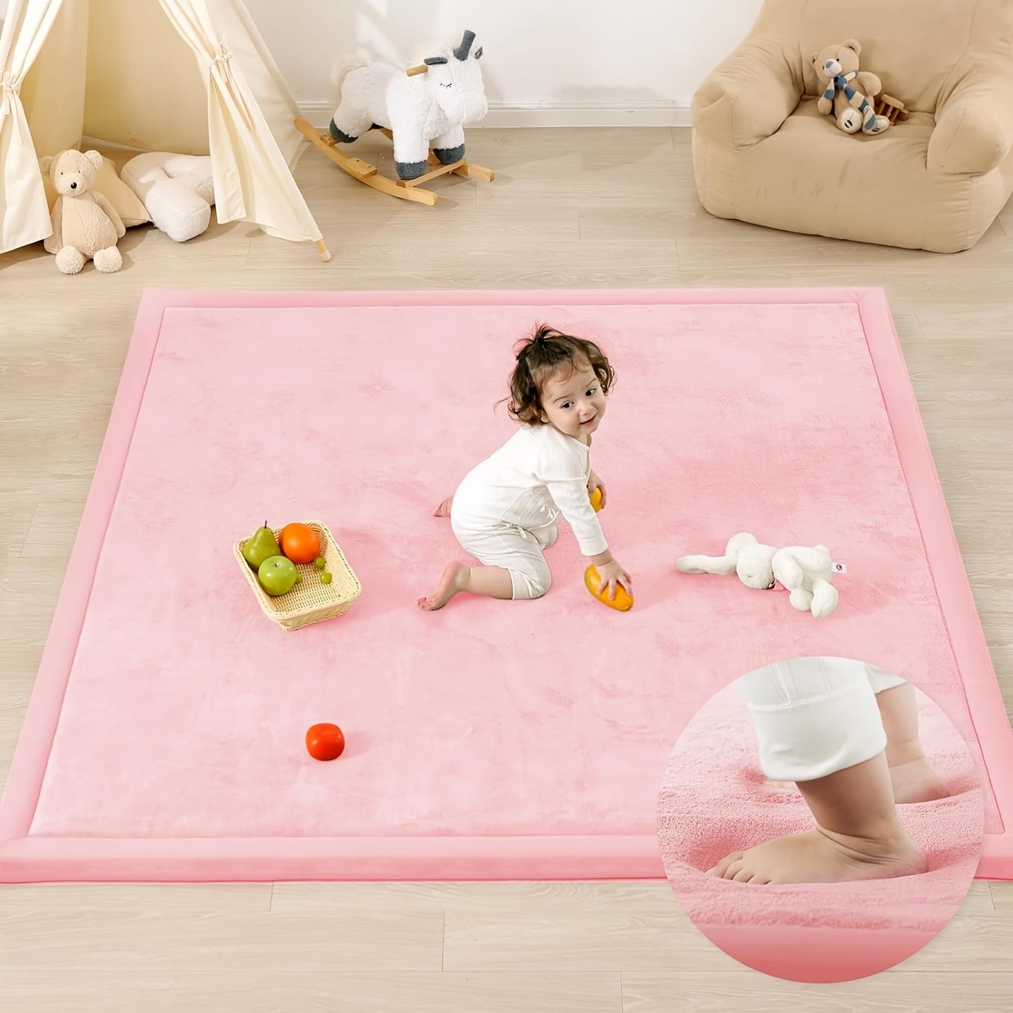 Memory Foam Area Rug Tatami Mat Non-Slip Coral Velvet Floor Mat for Living Room Bedroom Kids Playroom Yoga — Multiple Sizes & Colors