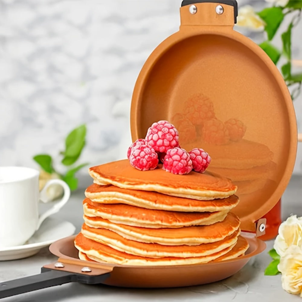 Double-Sided Non-Stick Omelette Pan – Reversible Flip Skillet for Fluffy Pancakes, Omelets & Italian Omelettes | Dishwasher Safe, Indoor & Outdoor Cooking, Camping Kitchen Essentials