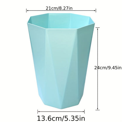 Trash Can 2 Pack Nordic Octagonal Wastebasket - Small Open Top Geometric Plastic Waste Bin with Brushed Finish for Bathroom, Bedroom, Kitchen, Home Office, Modern Scandinavian Decor Trash Bin Set