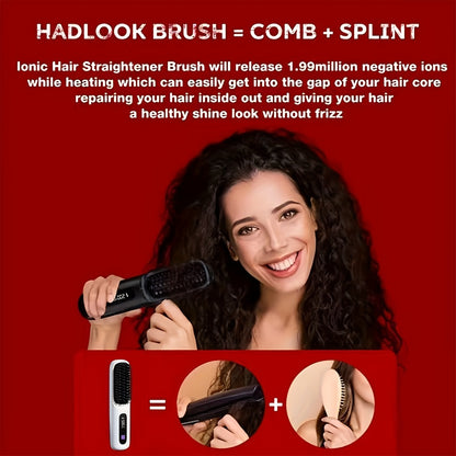 Cordless Mini Hair Straightener Wireless Flat Iron USB Rechargeable 2000mAh 3-Speed Adjustable Temp LED Display Professional Styling Smooth Shiny Hair Travel Home Black White