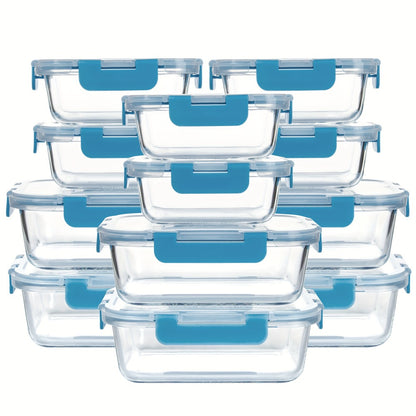 Glass Food Storage Containers with Airtight Lids - Borosilicate Glass Meal Prep Containers Set, Microwave Dishwasher Freezer Safe, BPA Free, Leak Proof Lunch Containers for Kitchen