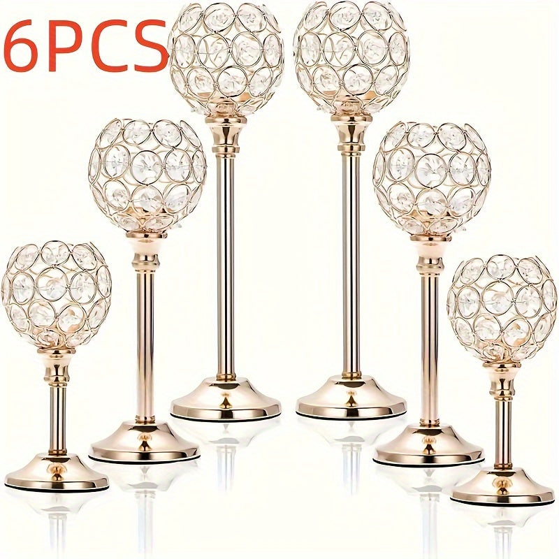 Crystal Candelabra Centerpiece – Gold & Silver Taper Candle Holders for Wedding, Anniversary, Candlelit Dinner, Birthday & Party Table Decor, Home & Hotel Decoration, 3-Pack & 6-Pack (Candles Not Included)