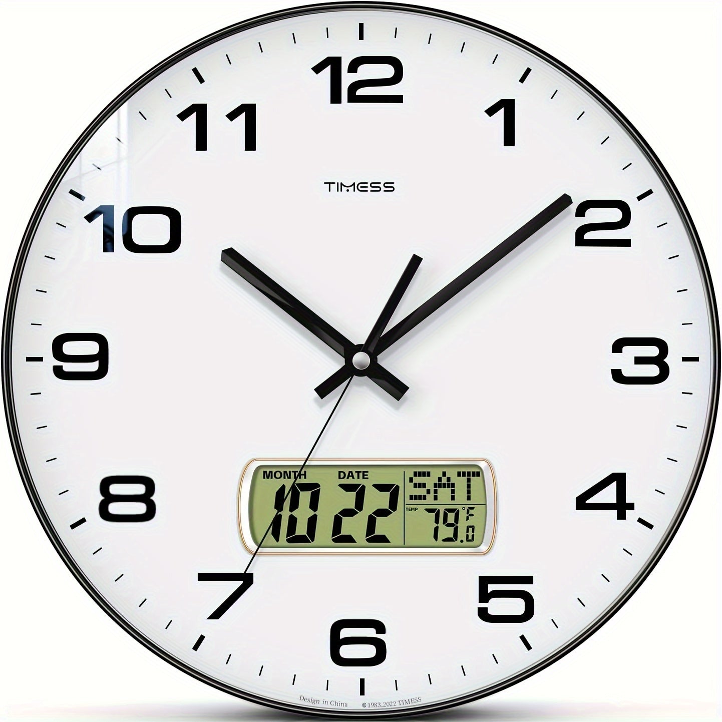 Silent Wall Clock Round Analog 10/12 Inch – Battery Operated, Calendar & Temperature Display, Non-Ticking Quiet Movement for Bedroom, Office & Living Room, Multiple Colors