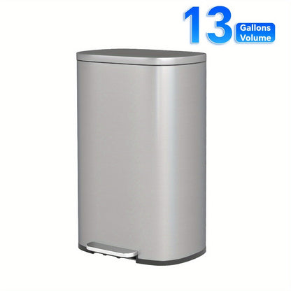 Stainless Steel Trash Can with Pedal & Removable Inner Bucket Fingerprint-Proof Kitchen Garbage Can with Hinged Lid – 5L / 30L / 50L / 13 Gallon for Kitchen, Home & Office