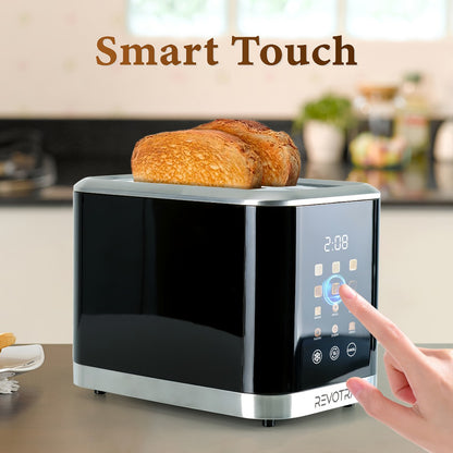 Stainless Steel Toaster 2 Slice with LED Display & Extra Wide Slots – 6 Shade Settings, Defrost Reheat Cancel Functions, Removable Crumb Tray, Compact Design for Bagels, Waffles & Bread