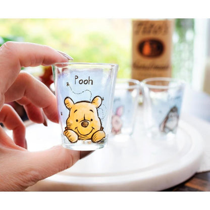 Winnie the Pooh Mini Shot Glasses Set of 4 – Disney Character 2oz Glass Cups Pooh Piglet Eeyore Tigger BPA-Free Dishwasher Safe Gift