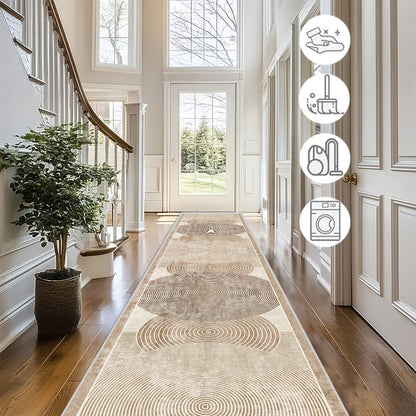 Modern Area Rug Non-Slip Machine Washable – Indoor Outdoor Rectangular Carpet in Beige, Grey, Black & Brown for Hallway, Kitchen, Living Room & Patio – 4 Sizes Available