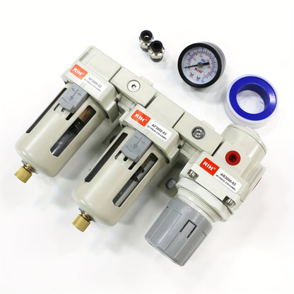 Air Filter Regulator Combo AC3110-03 High Pressure Compressed Air Source Treatment Unit - FRL Combination Filter Regulator Lubricator for Industrial Commercial Pneumatic Systems, Purifies & Regulates Air