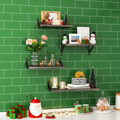 Floating Shelves Wall Mounted 4-Pack – Decorative Wall Shelves for Bedroom, Living Room, Bathroom & Plants, Home Storage Display Shelf for Books, Decor & Accessories, 4 Color Options