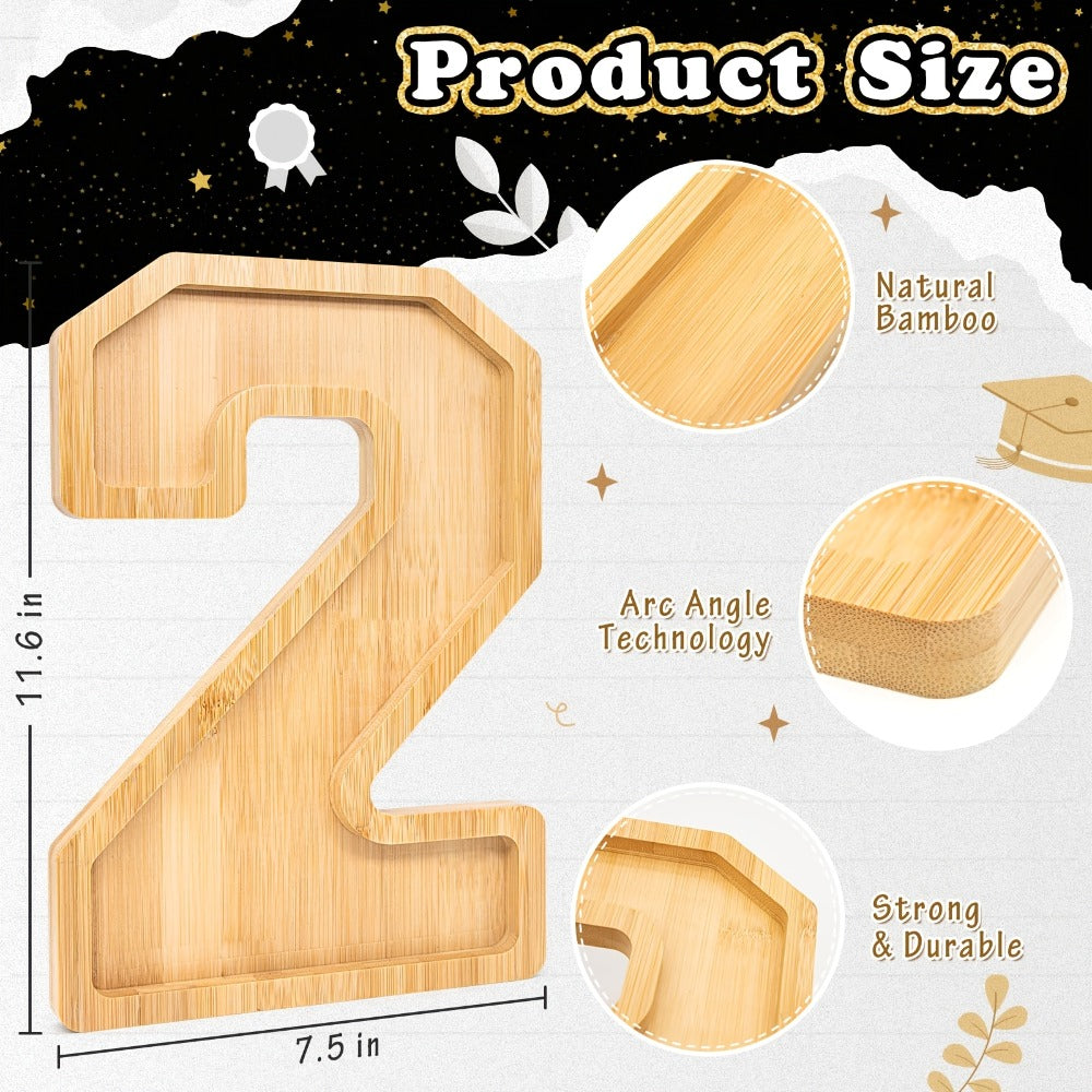 Graduation Charcuterie Board Decorations 4pcs Wooden Number Box with 14 Balloons – 2026 GRAD Fillable Party Supplies
