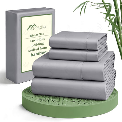 Cooling Bed Sheet Set 6 Piece Ultra Soft Deep Pocket 17 Inch Double Stitching for Hot Sleepers Twin Full Queen King Multiple Colors