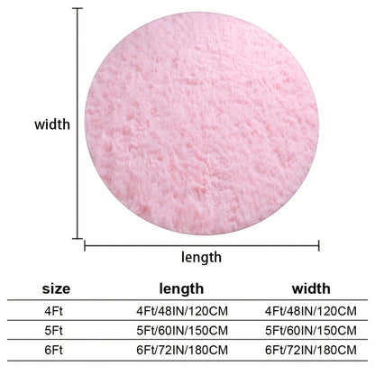 Round Shaggy Plush Rug – Soft Fluffy Circular Carpet for Bedroom & Living Room, Easy Clean