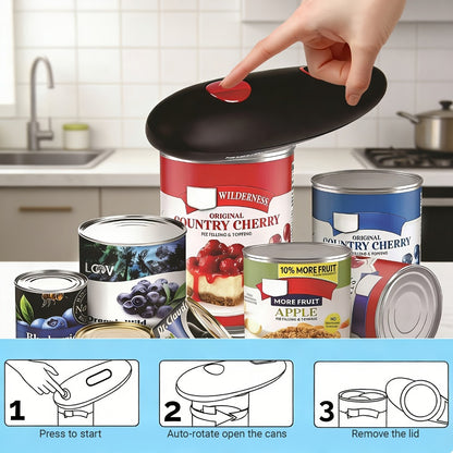 Electric Can Opener Automatic One Touch - Battery Powered Hands-Free Smooth Edge Safe Opener for Seniors Arthritis Weak Hands, Portable Kitchen Gadget for Home Camping RV, Great Gift Idea