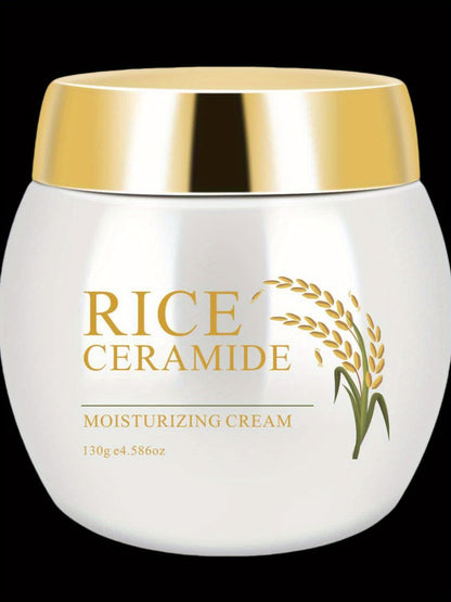 Rice Ceramide Moisturizing Face Cream 4.586oz - Deep Hydration with Rice Extract, Hyaluronic Acid & Ceramide | 24-Hour Nourishment | Day & Night | Dry & Sensitive Skin