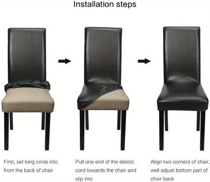 Dining Chair Covers Set of 4 6 Waterproof PU Leather Stretch Slipcover Oil Proof Universal Fit Chair Protector for Dining Room Kitchen Hotel Home Decor - 9 Colors