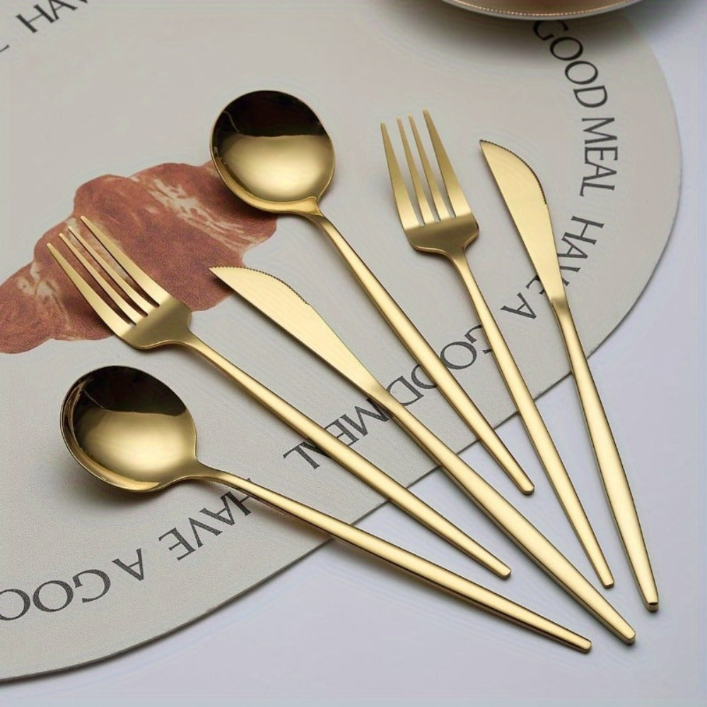 Gold Silverware Set 60 Pcs Service for 20 | Titanium Gold Plated Stainless Steel Flatware Set Knives Forks Spoons for Wedding Party Birthday Dishwasher Safe