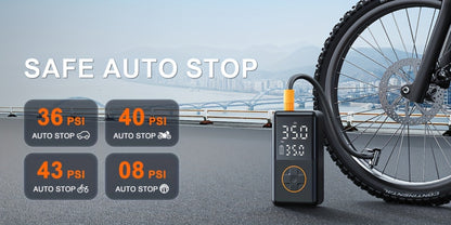 Portable Tire Inflator Cordless 150PSI Electric Air Compressor Pump with LCD Display, Auto Shut-Off, LED Light & Preset Pressure for Car Motorcycle Bike Sports Ball Camping Outdoor Emergency