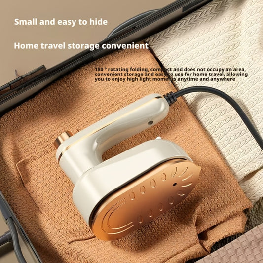 Mini Portable Folding Travel Iron – Compact Handheld Steam Iron for Travel, Dorm, Apartment & Home Office – Lightweight Wrinkle Remover for Clothes, Shirts & Fabrics (White, Model YD-03)