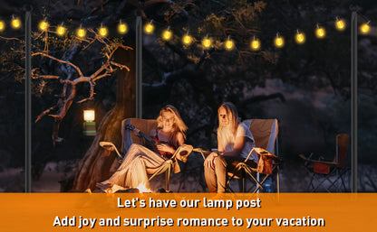 Outdoor String Light Poles 4 Pack - 11.1FT Heavy Duty Metal Forked Light Stand for Patio Backyard Garden Deck, Rustproof All-Season String Light Pole for Wedding Party Christmas Camping Decor