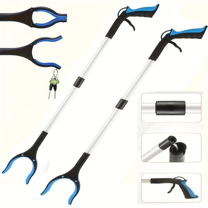 Grabber Reacher Tool 32 Inch Foldable Pick Up Stick 360° Rotating Jaw Magnetic Tip Extra Long Heavy Duty Litter Picker Mobility Aid for Seniors Blue 2-Pack 4-Pack