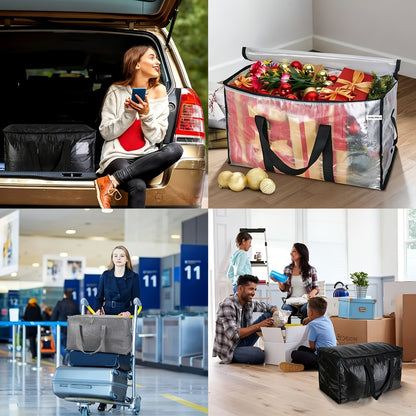 Heavy-Duty Moving Bags Set of 6 – Oversized Storage Totes with Reinforced Handles & Snap-Close Lid, Space Saver Bags for Clothes, Quilts & Moving Supplies, Transparent